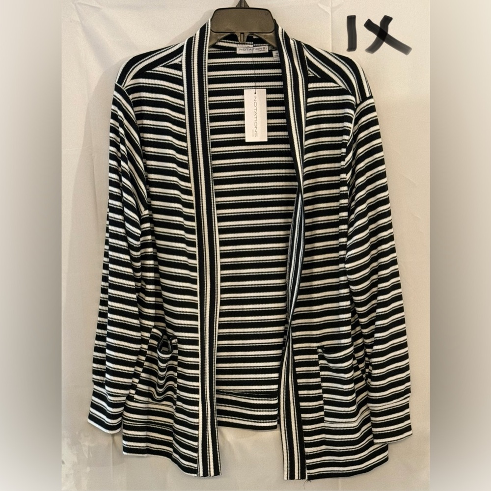 Notations Monochrome Striped Cardigan